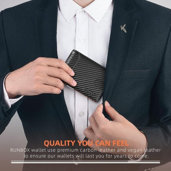 Slim Wallets for Men - Leather Money Clip Mens Wallet - RFID Blocking Front Pock - Picture 5 of 7